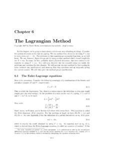 The Lagrangian Method - Harvard University