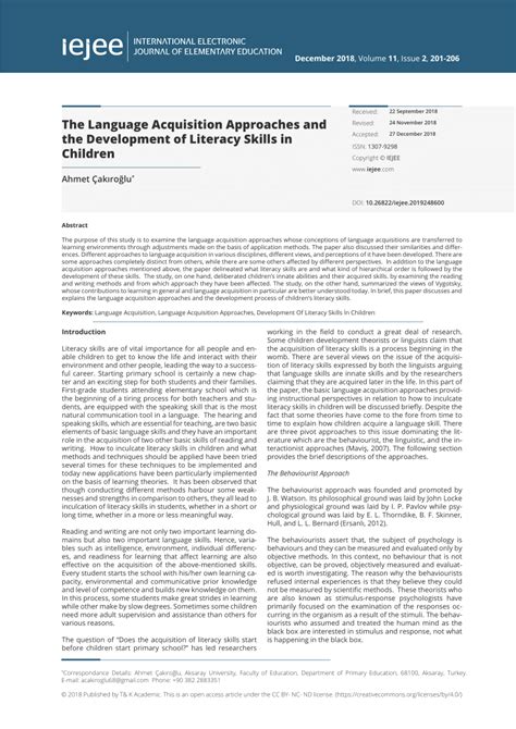 The Language Acquisition Approaches and the Development of.