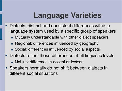 The Language of Diversity Exploring the Varieties and Dialects of