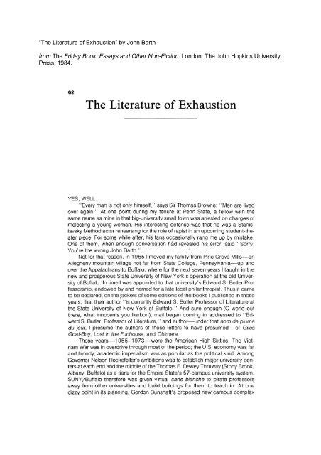 The Literature of Exhaustion : definition of The Literature of ...