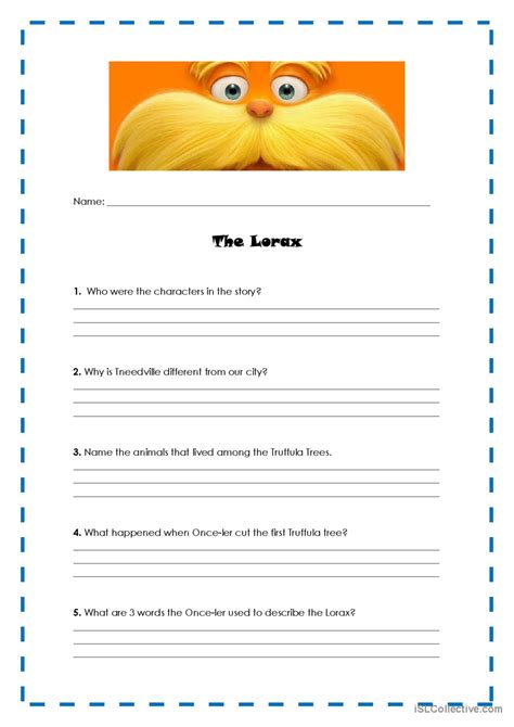 The Lorax Activity English Esl Worksheets For Distance Learning And Physical Classrooms