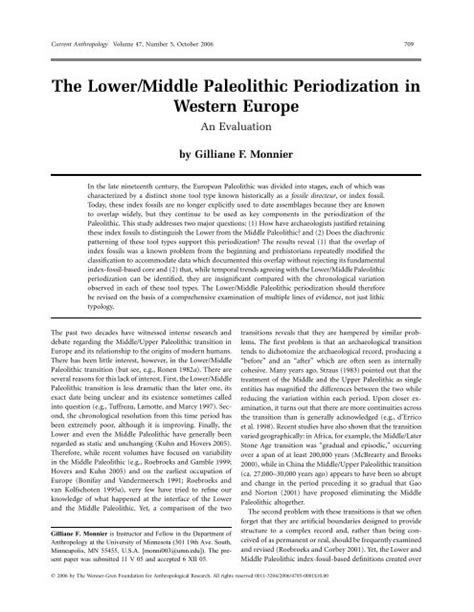 The Lower/Middle Paleolithic Periodization in Western Europe