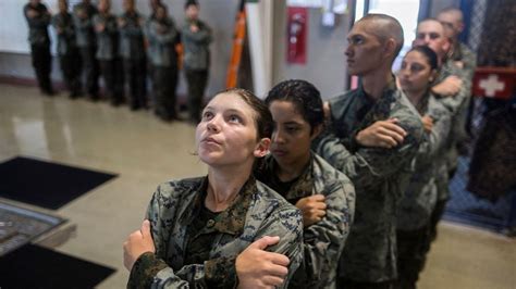 The Marines are moving gradually and sometimes reluctantly to integrate women and men in boot camp