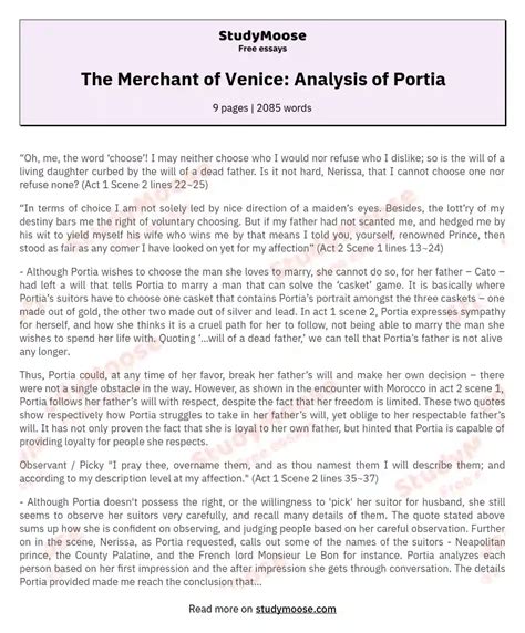 The Merchant of Venice and Portia - StudyMode