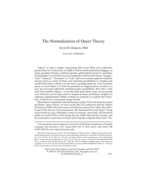 The Normalization of Queer Theory