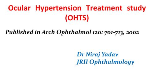 The Ocular Hypertension Treatment Study (OHTS): Self-Reported ...