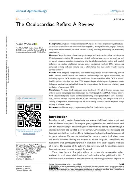 The Oculocardiac Reflex: A Review OPTH