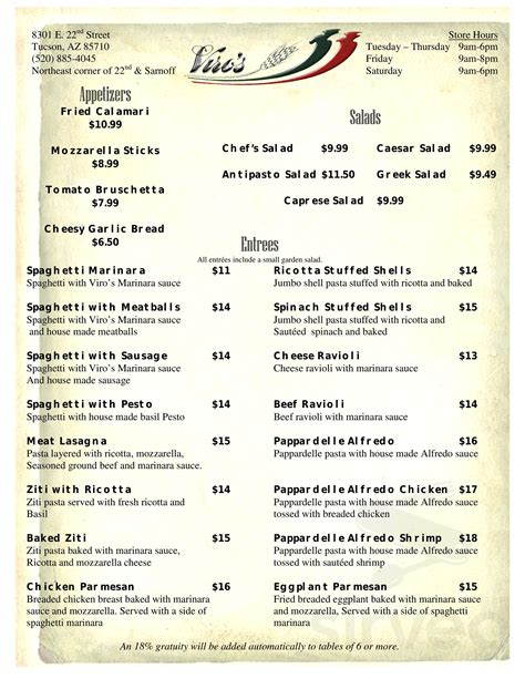 The Original Italian Bakery Menu, Prices & Hours of Operation …