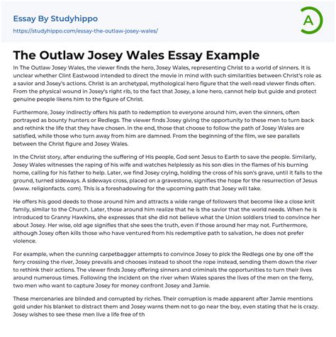 The Outlaw Josey Wales Essay Example StudyHippo.com