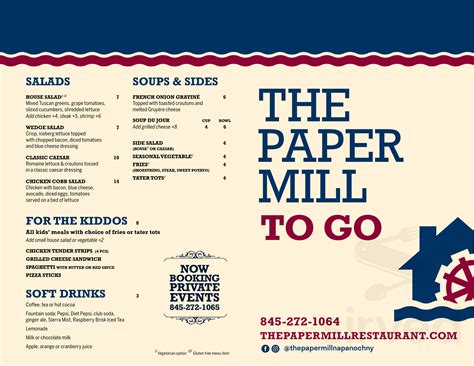 The Paper Mill Restaurant, Bar Events z menu Napanoch