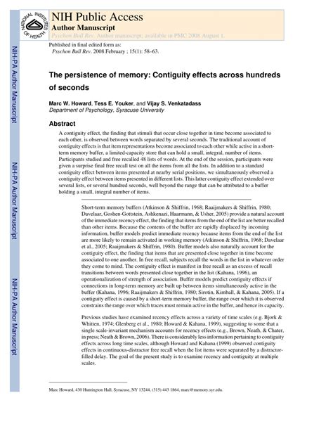 The Persistence of Memory Request PDF - ResearchGate