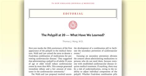 The Polypill at 20 — What Have We Learned? NEJM