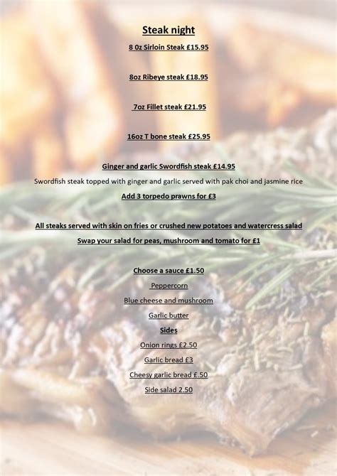 The Pump - Tonights steak menu! Facebook