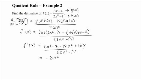 The Quotient Rule Example 2 YouTube
