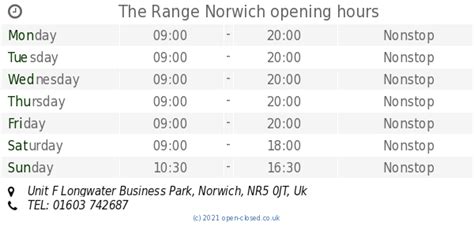 The Range in Norwich opening hours - All Opening Times