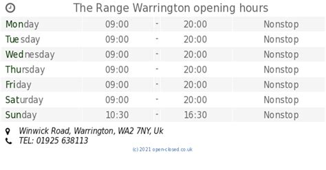 The Range in Warrington opening hours - All Opening Times