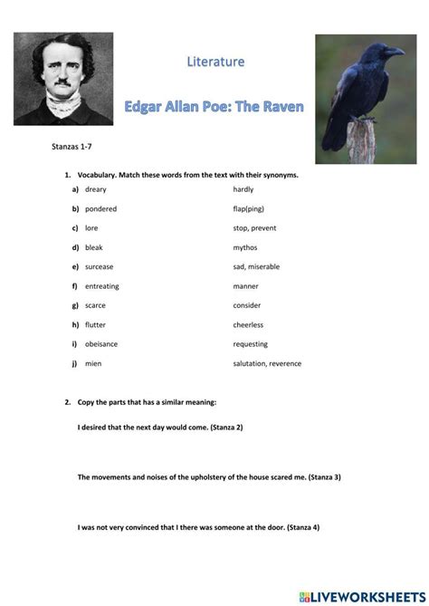 The Raven Worksheet Education.com