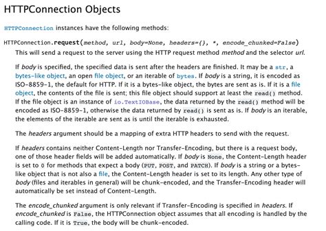 The Request() Method Of HTTPConnection In Python