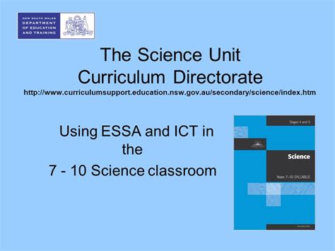 The Science Unit Curriculum Directorate Using ESSA and ICT in the ppt