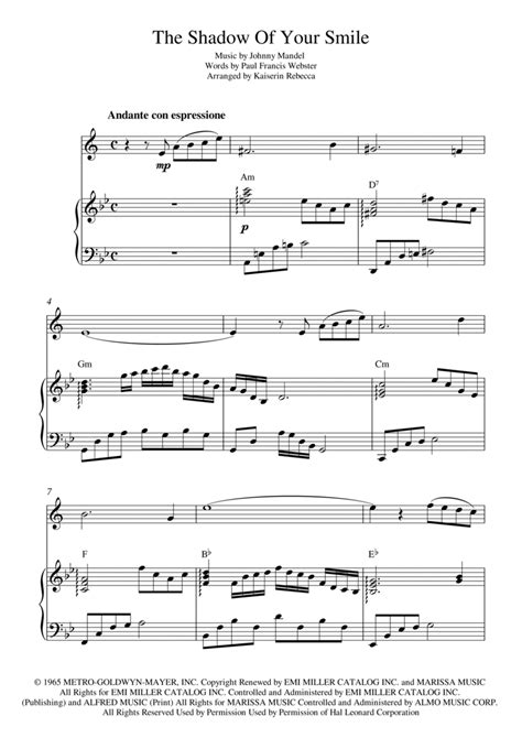 The Shadow Of Your Smile Sheet Music Johnny Mandel Trumpet Solo