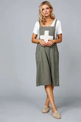 The Shanty Corporation Lenny Pinafore in Tan Linen