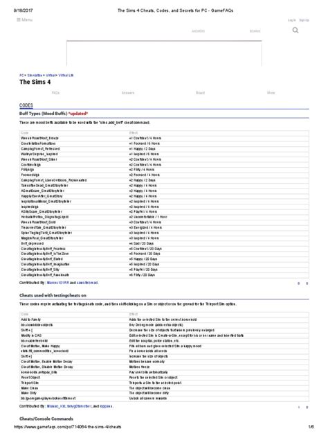 The Sims Cheats, Codes, and Secrets for PC - GameFAQs - GameS…