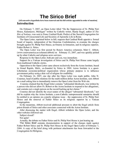 The Sirico Brief contains documentation