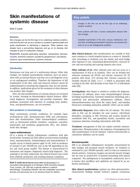 The Skin in Systemic Diseases PDF Cutaneous Conditions