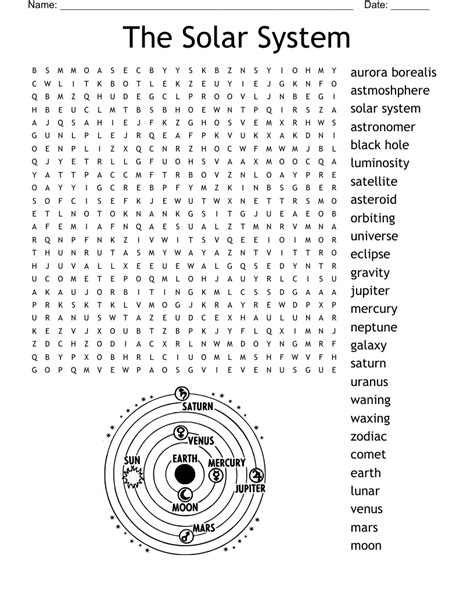 The Solar System Word Search WordMint