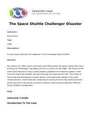 The Space Shuttle Challenger Disaster Online Ethics