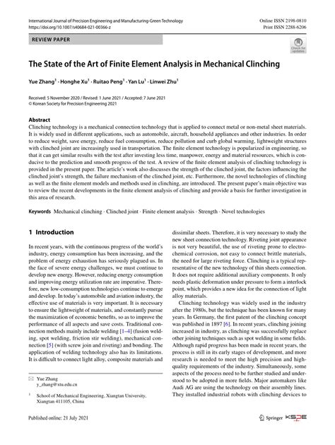 The State of the Art of Finite Element Analysis in Mechanical Clinching