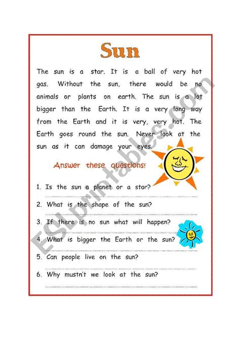 The Sun Reading Comprehension