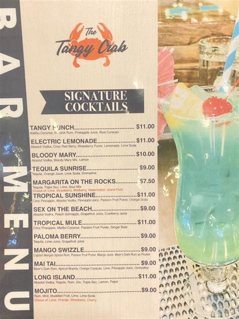 The Tangy Crab Menu Prices