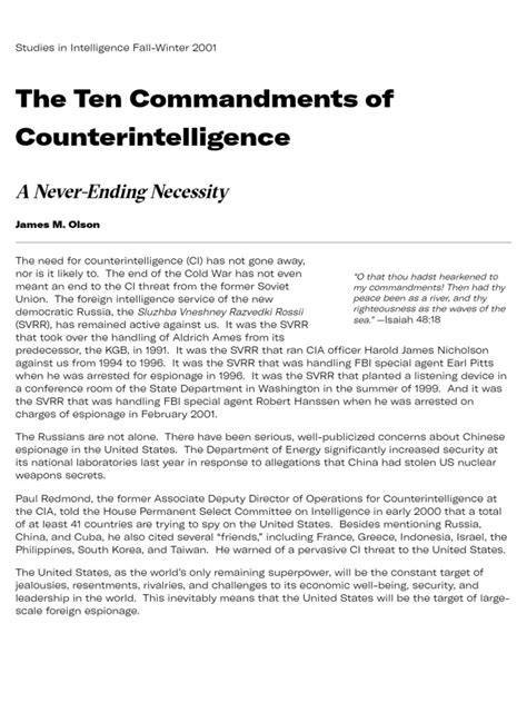 The Ten Commandments of Counterintelligence