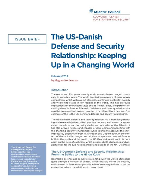 The US Danish Defense and Security Relationship