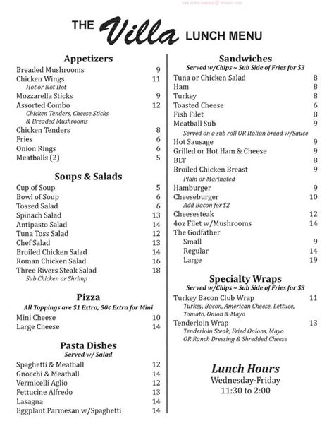 The Villa - Menu, Hours & Prices - C2-813 Dundas St W, Whitby, ON