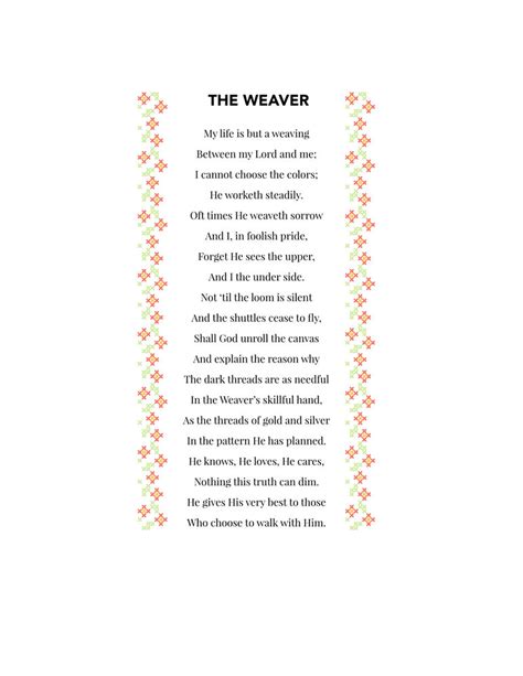 The Weaver Poem Printable