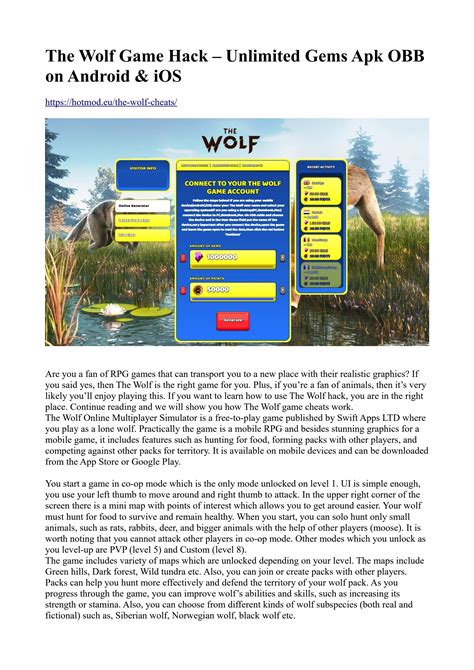 The Wolf Game Hack – Unlimited Gems Apk OBB on …