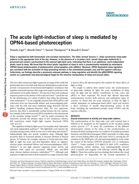 The acute light-induction of sleep is mediated by OPN4-based ...