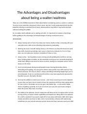 The advantages and disadvantages of being a waiter waitress.rtf