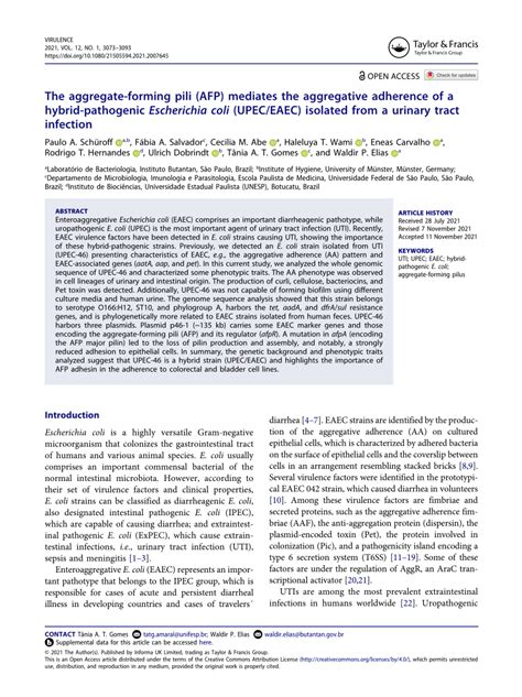 The aggregate-forming pili (AFP) mediates the aggregative adherence of ...