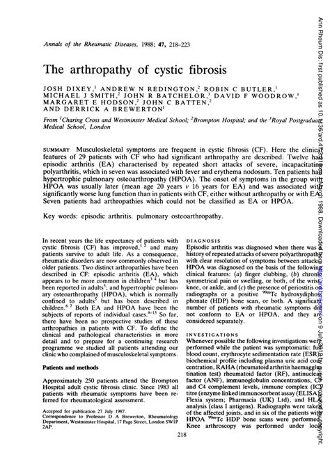 The arthropathy of cystic fibrosis - PubMed