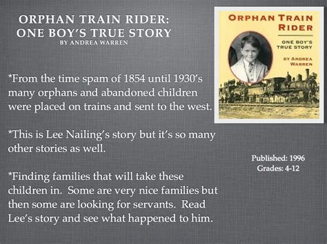 The authors guide to orphan train rider one boys true story we rode the orphan trains and the common core. - ¿por qué 1,661 corporaciones de policía no bastan?.