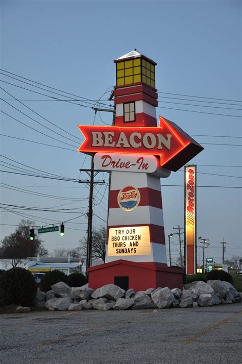 The beacon drive in. Storied institution serving American diner classics & ice cream to patrons parked in their cars. 