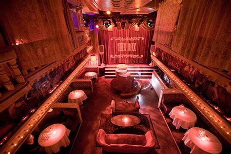 The box in ny. 7.8/ 10. 529. ratings. Ranked #8 for night clubs in New York. The experts at Village Voice and The Corcoran Group recommend this place. "Amazing parties and the burlesque show is something to experience." (10 Tips) "From Gossip Girl to The Glamour Magazine party." (3 Tips) 
