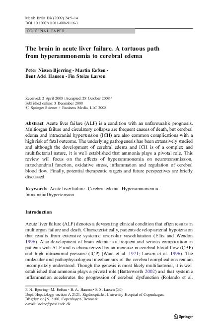 The brain in acute liver failure. A tortuous path from hyperammonemia …