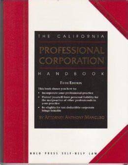 The california professional corporation handbook by anthony mancuso. - Manuale di servizio di franke saphira.