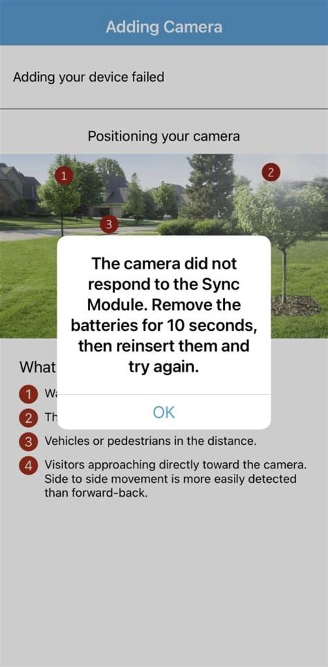 The camera did not respond to the sync module.  I have reset sync module a...