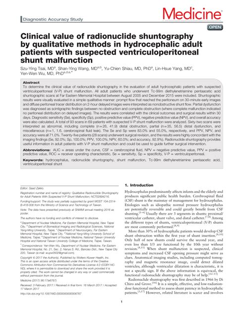 The clinical value of radionuclide shuntography in hydrocephalic …