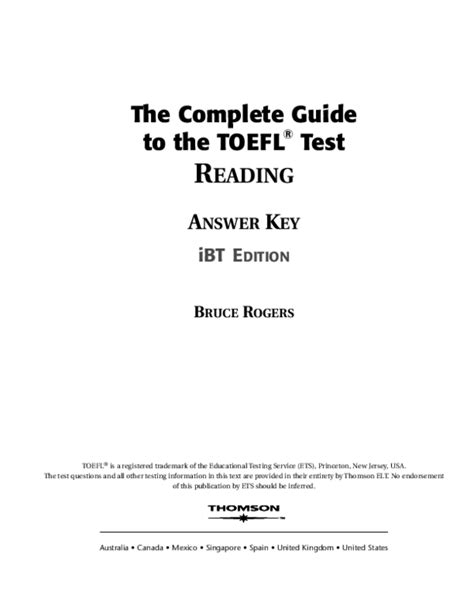 The complete guide to the toefl test reading answer key. - Student solutions manual to accompany physics the nature of things.